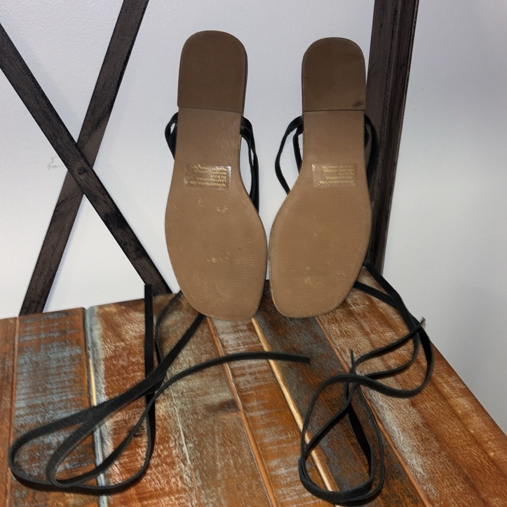 Steve Madden Black and Tan Stappy Women's Sandals - Picture 4 of 6